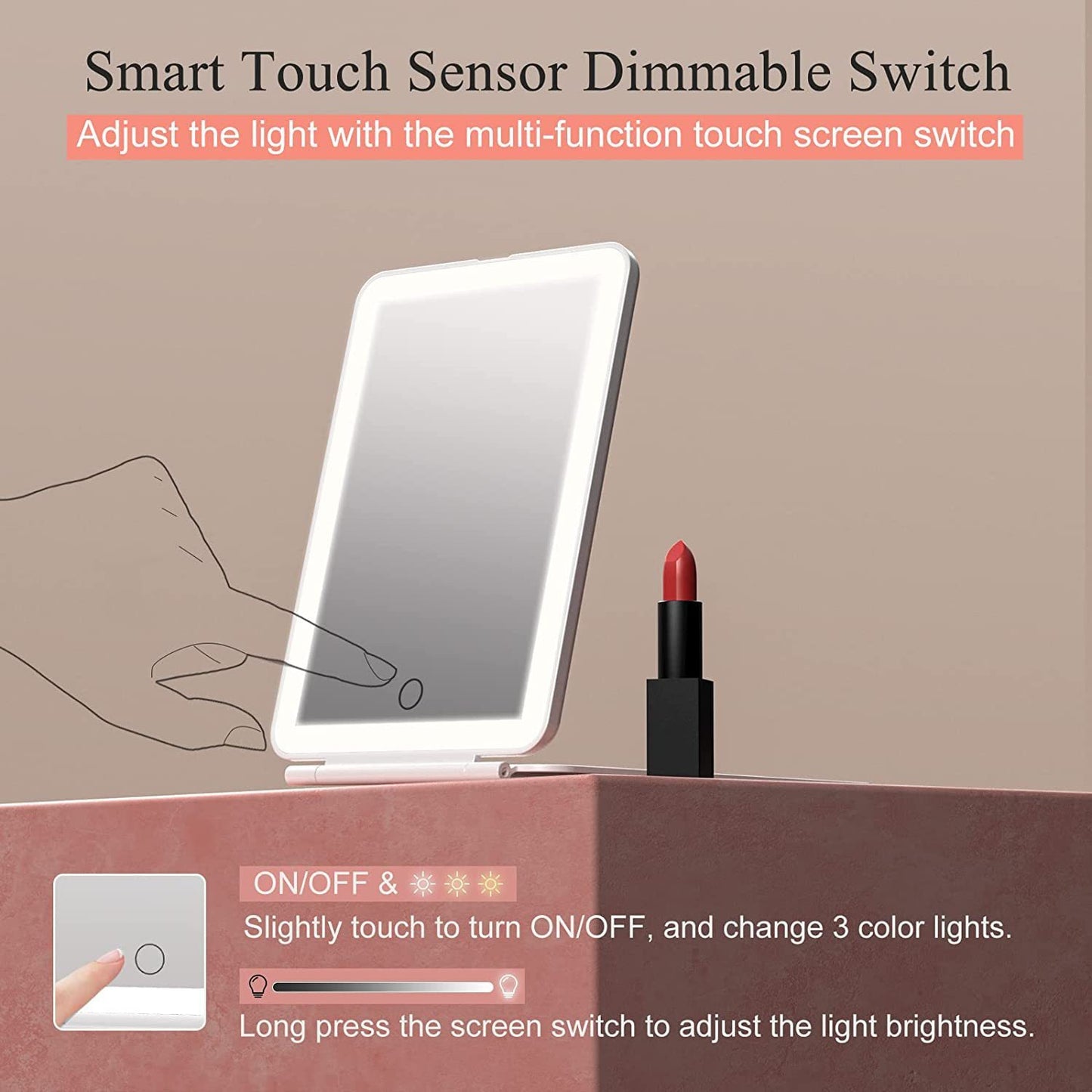 Foldable With Light Touch Led Make-up Mirror